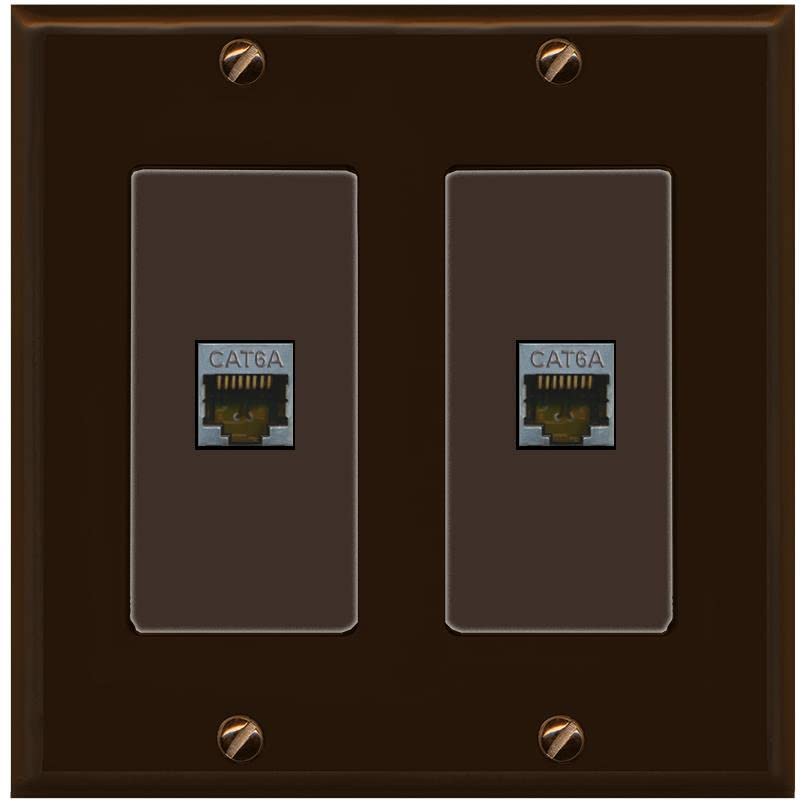 RiteAV 2 Port Cat6A Wall Plate - 2 Gang [Brown/Brown]