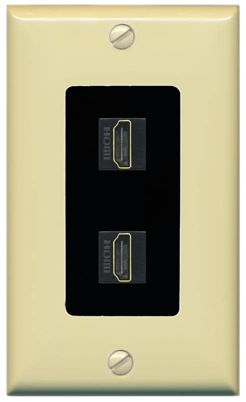 RiteAV HDMI Wall Plate 2 Port - 1 Gang [Ivory/Black]