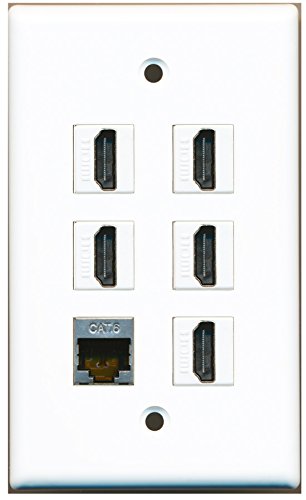 RiteAV - 5 HDMI 1 Port Shielded Cat6 Ethernet Wall Plate