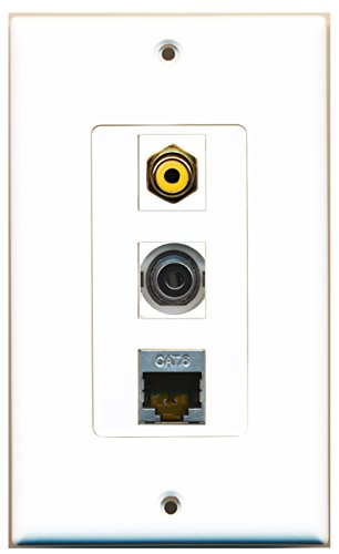 RiteAV 1 Port RCA Yellow 1 Port Shielded Cat6 Ethernet 1 Port 3.5mm Wall Plate OVERSIZED