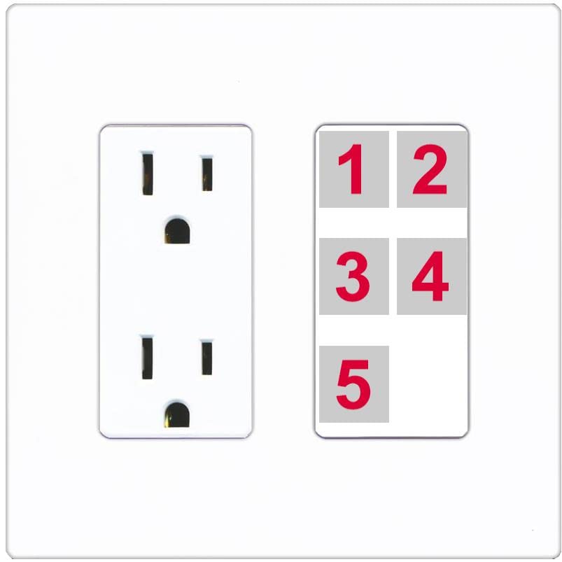 RiteAV Custom Wall Plate 5 Port - Outlet [Screwless White]