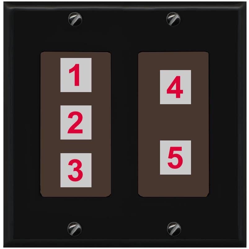 RiteAV Custom Wall Plate 5 Port - 2 Gang [Black/Brown]