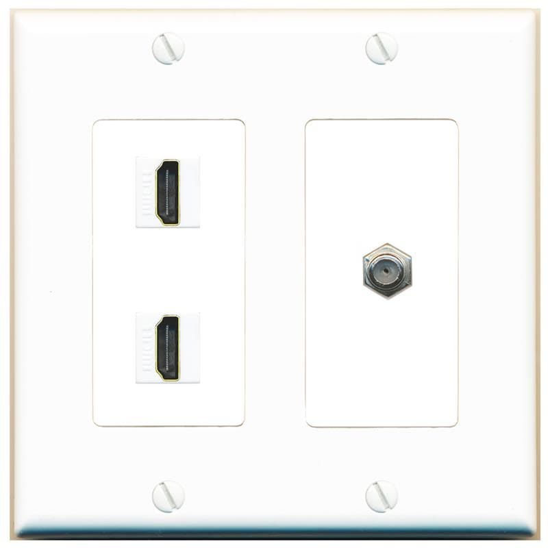 COAX 2 HDMI Wall Plate-2 Gang White