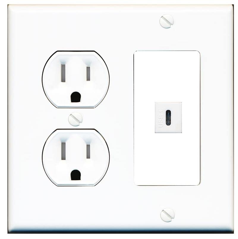 RiteAV USBC Wall Plate - Tamper Res Round [White/White]