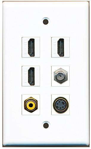 RiteAV - 3 HDMI 1 Port RCA Yellow 1 Port Coax Cable TV- F-Type 1 Port S-Video Wall Plate