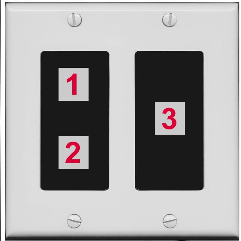 RiteAV Custom Wall Plate 3 Port - 2 Gang [Gray/Black]