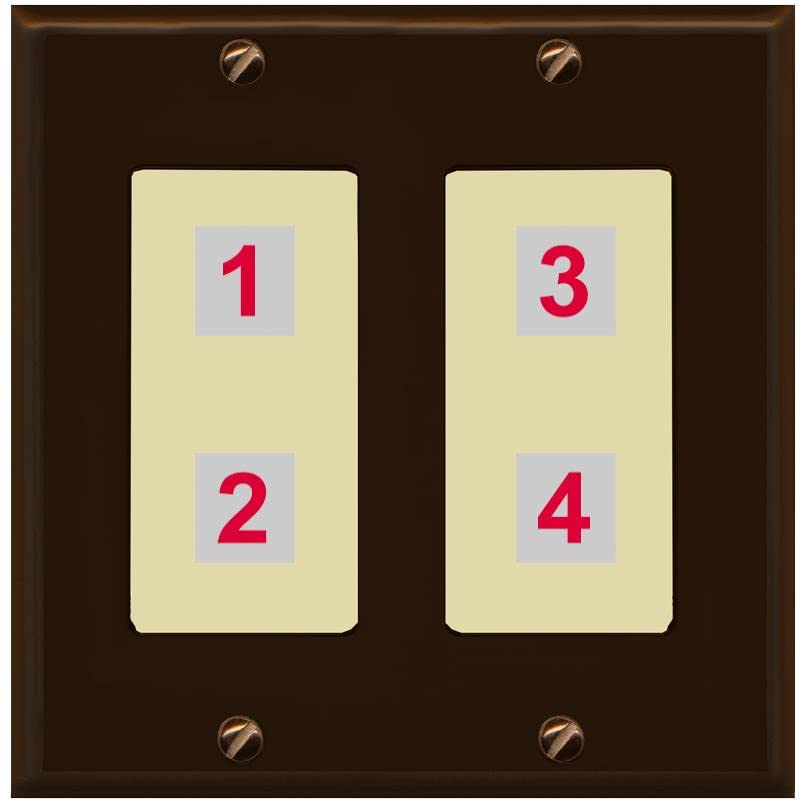 RiteAV Custom 4 Port Custom Wall Plate - 2 Gang [Brown/Ivory]