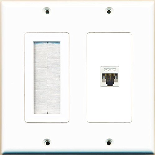 RiteAV Brush Cat5E Ethernet RJ45 Wall Plate White