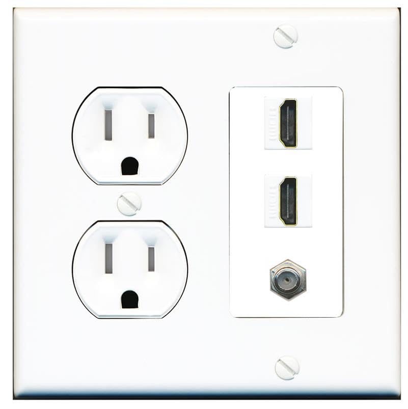 COAX 2 HDMI Wall Plate-Tamper Proof White