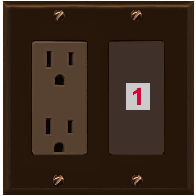 RiteAV Custom Wall Plate 1 Port - Outlet [Brown/Brown]