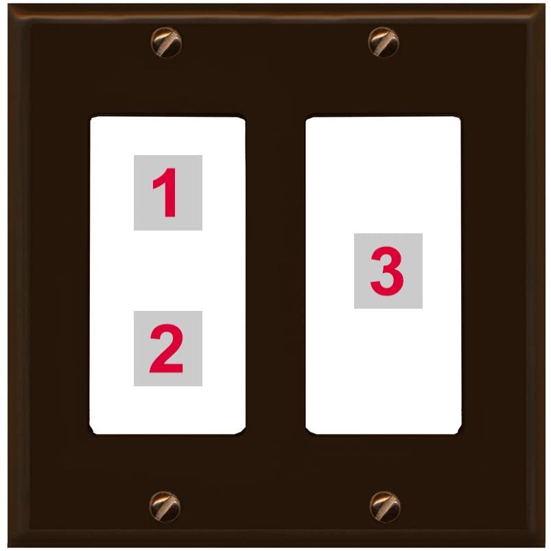 RiteAV Custom Wall Plate 3 Port - 2 Gang [Brown/White]