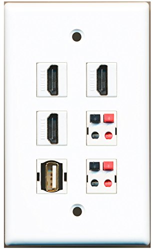 RiteAV - 3 HDMI 1 Port USB A-A 2 Port Speaker Wall Plate