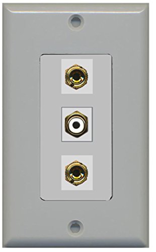 RiteAV - 1 Port RCA White 2 Port Banana Speaker Decorative Wall Plate - Gray