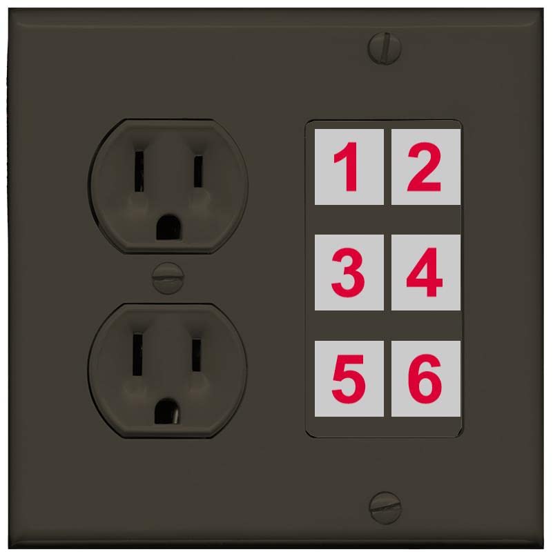 RiteAV 6 Port Custom Wall Plate - Round Outlet [Brown/Brown]