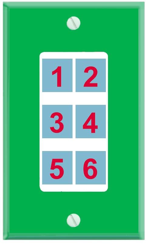 RiteAV Custom Wall Plate 6 port - 1 Gang Decorative [Green/White]