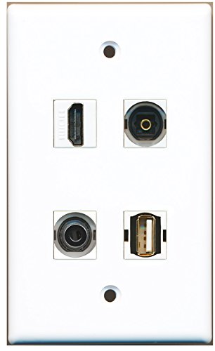 RiteAV - 1 Port HDMI 1 Port USB A-A 1 Port Toslink 1 Port 3.5mm Wall Plate
