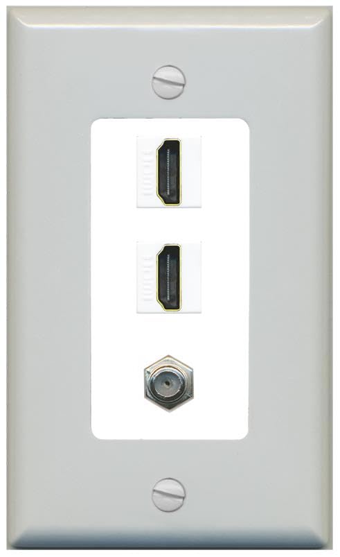 Coax 2 HDMI Wall Plate-1 Gang Gray/White