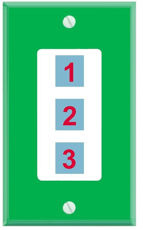 RiteAV Custom Wall Plate 3 port - 1 Gang Decorative [Green/White]