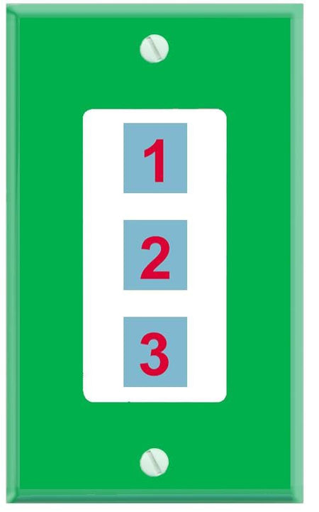 RiteAV Custom Wall Plate 3 port - 1 Gang Decorative [Green/White]