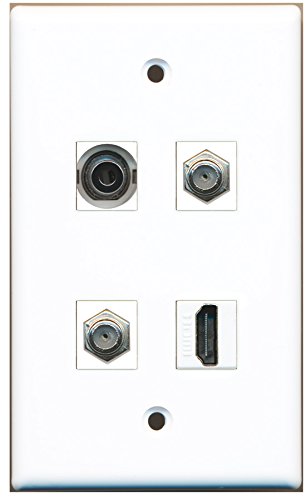 RiteAV - 1 Port HDMI 2 Port Coax Cable TV- F-Type 1 Port 3.5mm Wall Plate