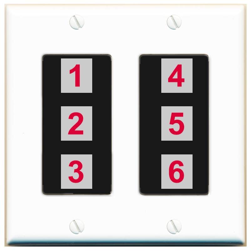 RiteAV 6 Port Custom Wall Plate - 2 Gang [White/Black]