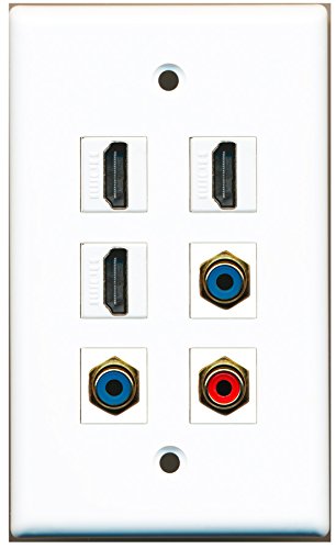 RiteAV - 3 HDMI 1 Port RCA Red 2 Port RCA Blue Wall Plate