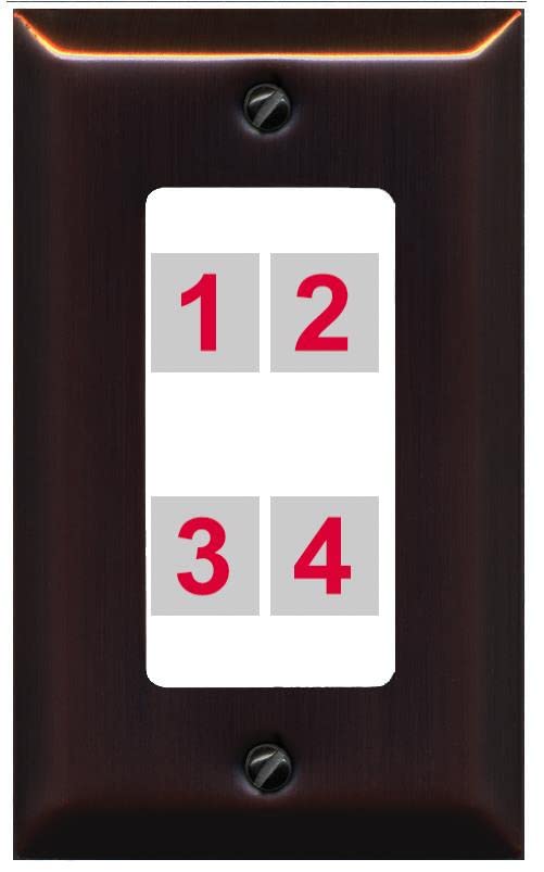 RiteAV Custom 4 Port Custom Wall Plate - 1 Gang [Bronze/White]