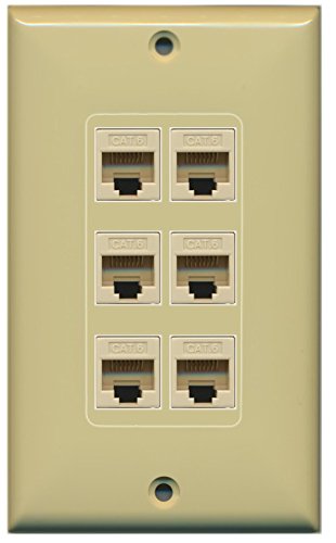 RiteAV (1 Gang Decorative 6 Cat6 Ivory Wall Plate Ivory