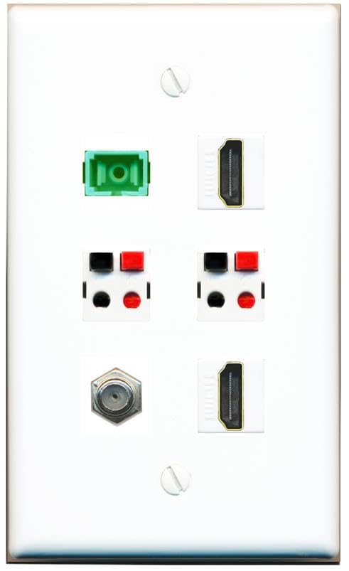 RiteAV COAX 2 HDMI SC-APC-SX 2 SPEAKER Flat/Solid Wall Plate [White]