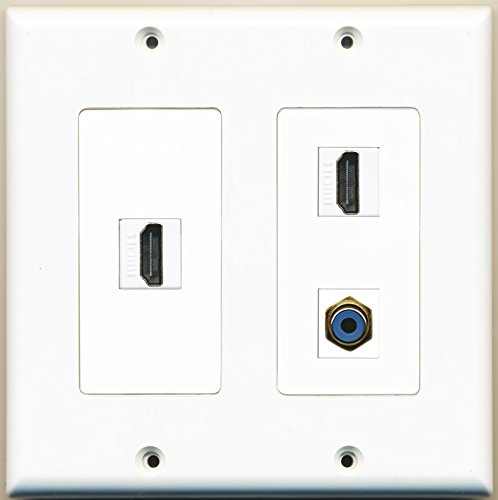 RiteAV - 2 Port HDMI 1 Port RCA Blue - 2 Gang Wall Plate