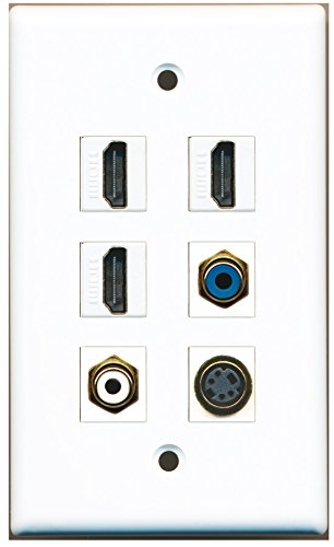 RiteAV - 3 HDMI 1 Port RCA White 1 Port RCA Blue 1 Port S-Video Wall Plate
