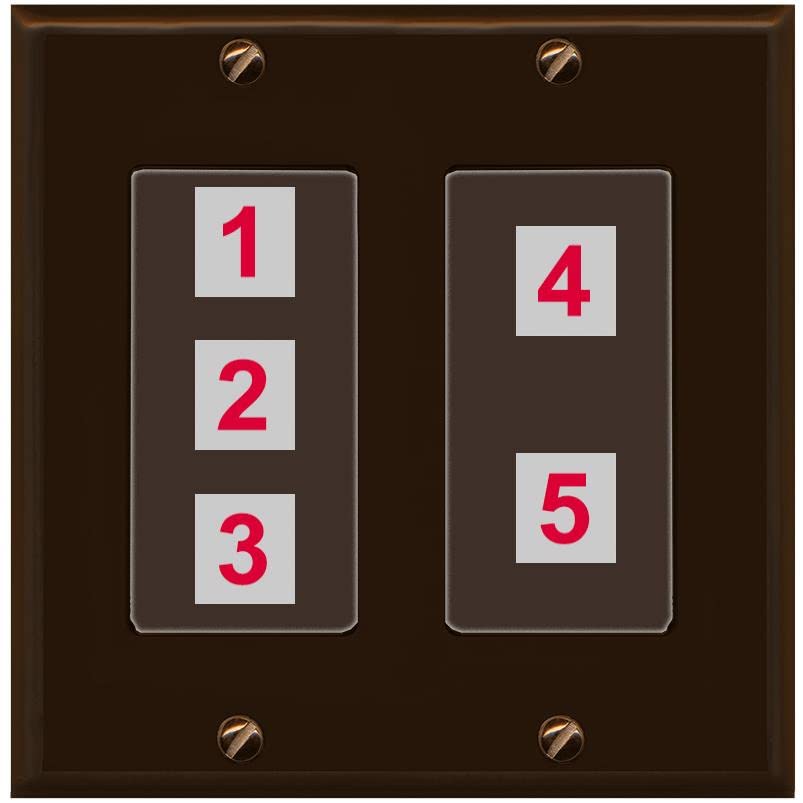 RiteAV Custom Wall Plate 5 Port - 2 Gang [Brown/Brown]