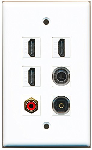RiteAV - 3 HDMI 1 Port RCA Red 1 Port Toslink 1 Port 3.5mm Wall Plate