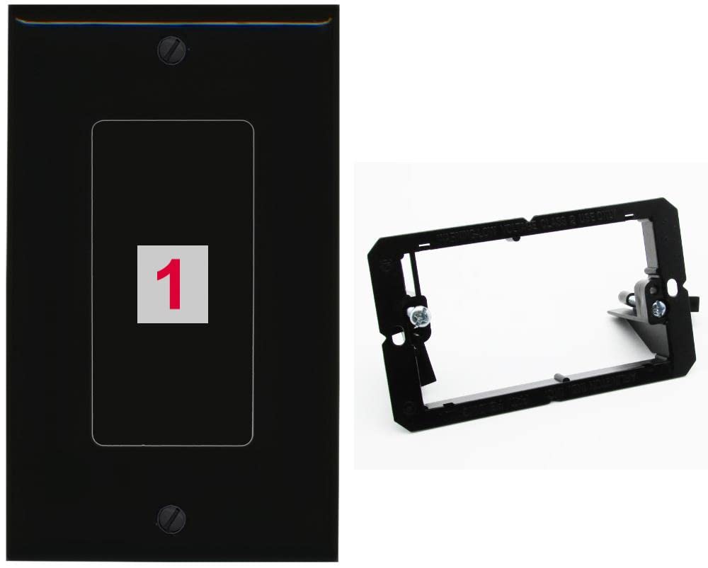 RiteAV Custom Wall Plate 1 Port - 1 Gang w-Bracket [Black/Black]