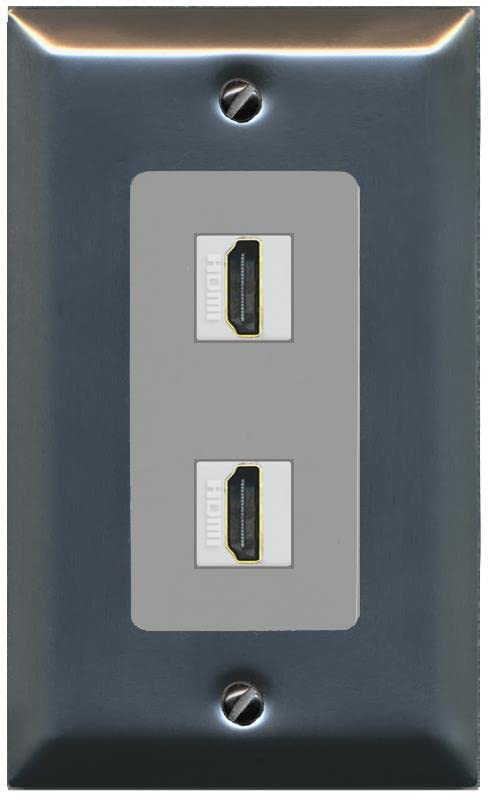 RiteAV HDMI Wall Plate 2 Port - 1 Gang [Stainless/Gray]