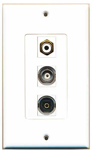 RiteAV 1 Port RCA White 1 Port Toslink 1 Port BNC Wall Plate OVERSIZED