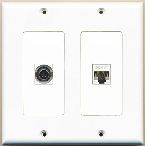 RiteAV - 1 Port 3.5mm 1 Port Cat5e Ethernet White - Dual Gang Wall Plate