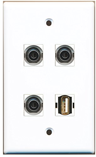 RiteAV - 1 Port USB A-A 3 Port 3.5mm Wall Plate