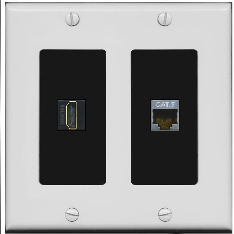 RiteAV HDMI and Cat7 Wall Plate - 2 Gang [Gray/Black]