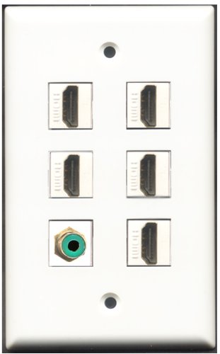 RiteAV - 5 Port HDMI 1 RCA Green Wall Plate