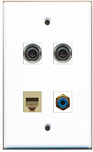 RiteAV - 1 Port RCA Blue 1 Port Phone RJ11 RJ12 Beige 2 Port 3.5mm Wall Plate