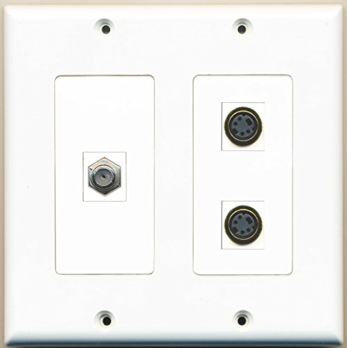 RiteAV - 1 Port Coax Cable TV- F-Type 2 Port S-Video - 2 Gang Wall Plate