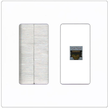 RiteAV 1 Port Cat6A Wall Plate - Brush [Screwless White]