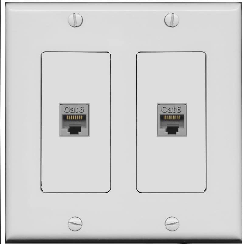 RiteAV 2 Port Cat6 Ethernet Wall Plate - 2 Gang [Gray/Gray]