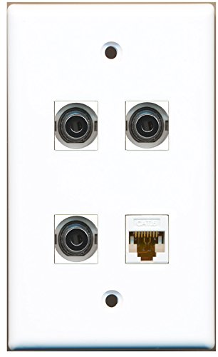 RiteAV - 3 Port 3.5mm 1 Port Cat6 Ethernet White Wall Plate