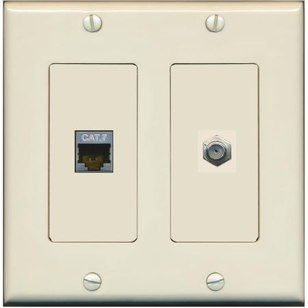 RiteAV Coax and Cat7 Wall Plate - 2 Gang [Light-Almond]