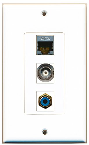RiteAV 1 Port RCA Blue 1 Port Shielded Cat6 Ethernet 1 Port BNC Wall Plate OVERSIZED