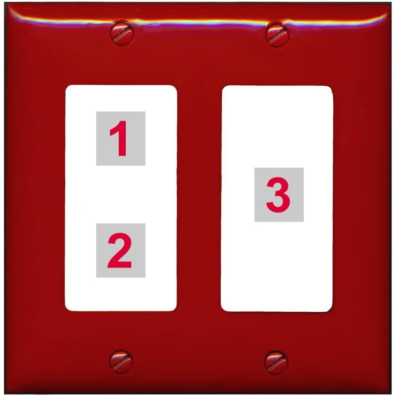 RiteAV Custom Wall Plate 3 Port - 2 Gang [Red/White]