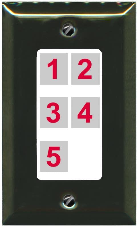 RiteAV Custom Wall Plate 5 Port - 1 Gang [Brass/White]