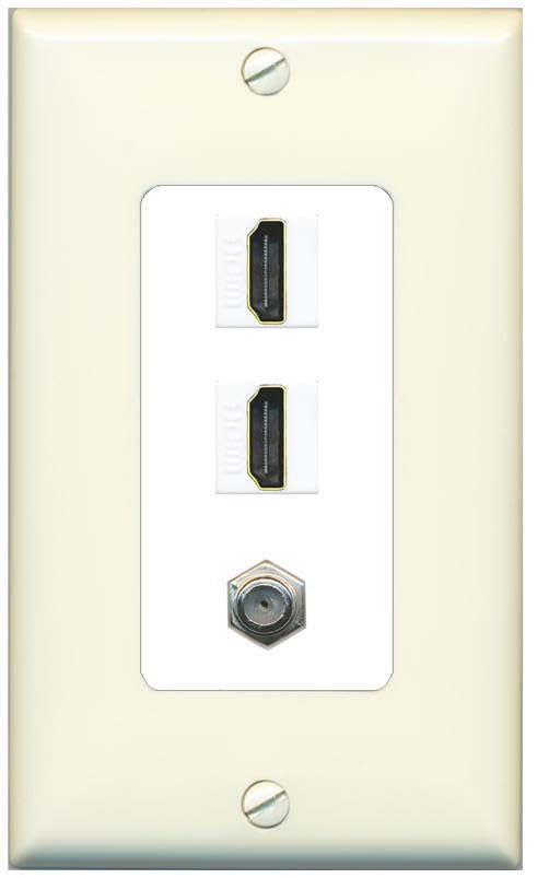 Coax 2 HDMI Wall Plate-1 Gang Light-Almond/White